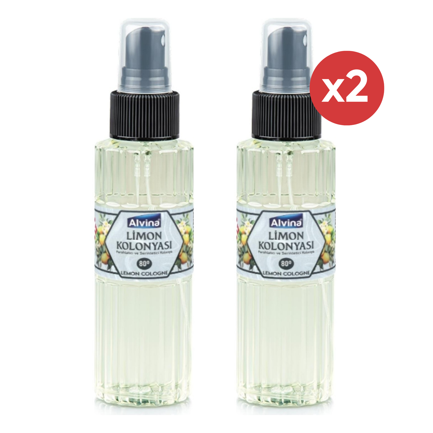Alvina Citroen Eau de Cologne Spray 100ml 2-Pack – 80° Frisse Lemon Geur