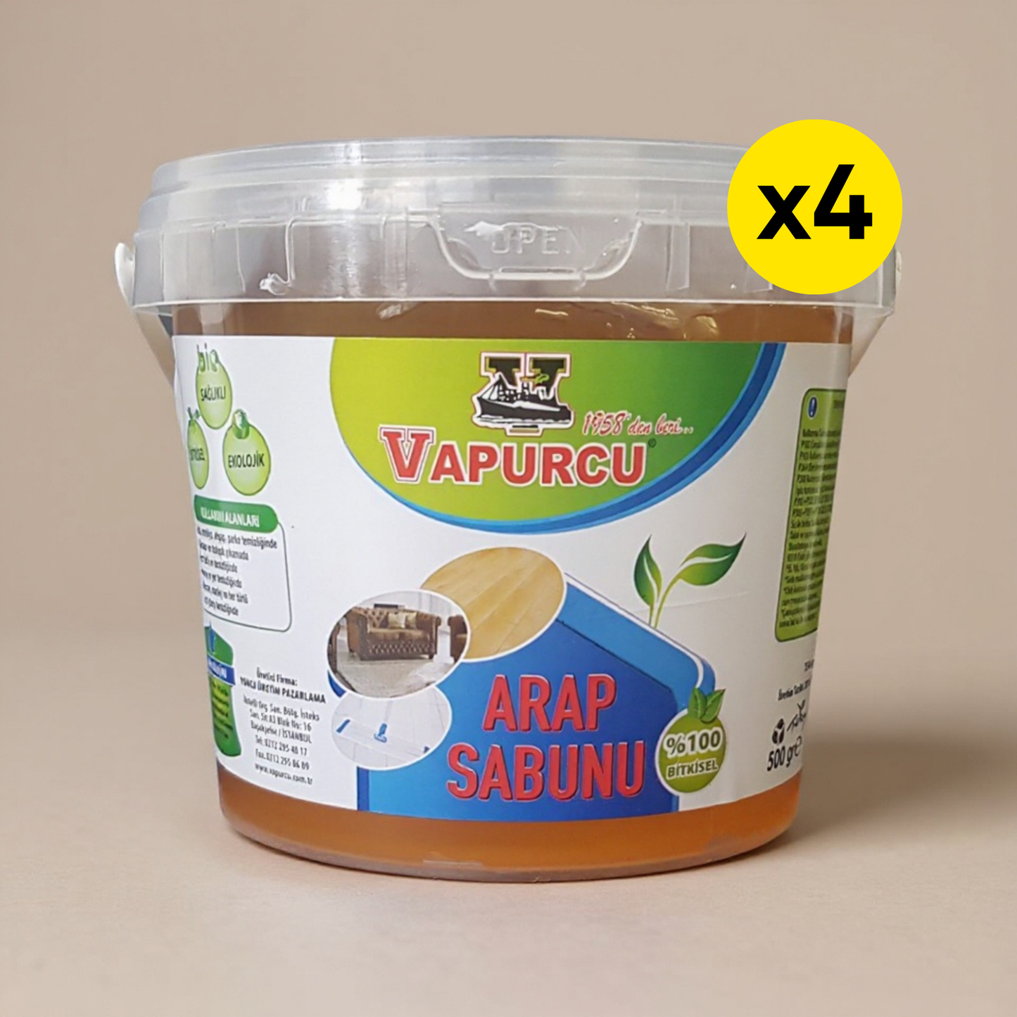 Vapurcu Traditionele Groene Zeep 500g 4-Pack – Krachtige Natuurlijke Reiniger Voordeel