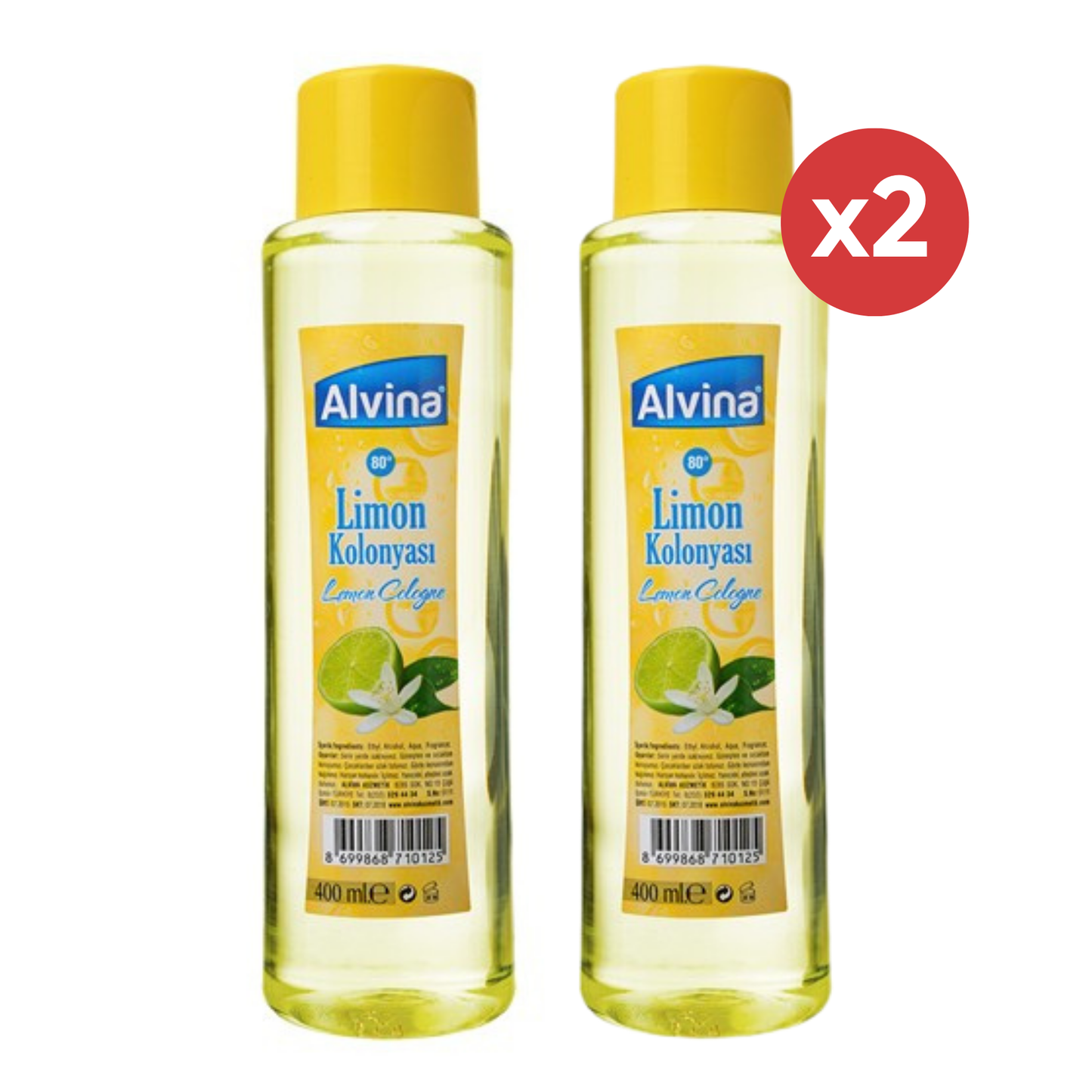 Alvina Citroen Eau de Cologne 400ml 2-Pack – Frisse Geur Voordeel