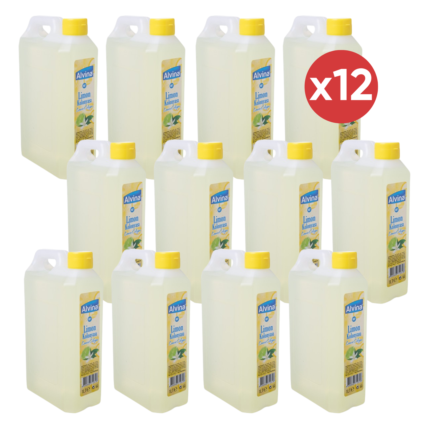 Alvina Citroen Eau de Cologne 1000ml 12-Pack – Extra Voordeel Grootverpakking Frisse Geur