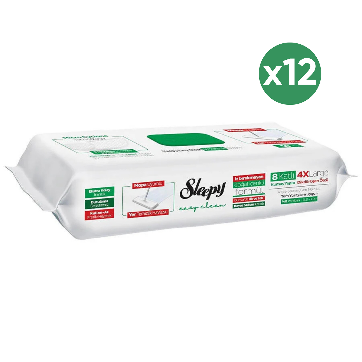 Sleepy Easy Clean Vloerreinigingsdoekjes 50 Stuks 12-Pack – Witte Zeep Geschikt voor Mop