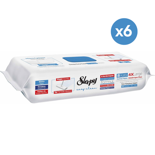 6x Sleepy Easy Clean Vloerreinigingsdoekjes met Bleekmiddel – Geschikt voor Mop – 50 Stuks