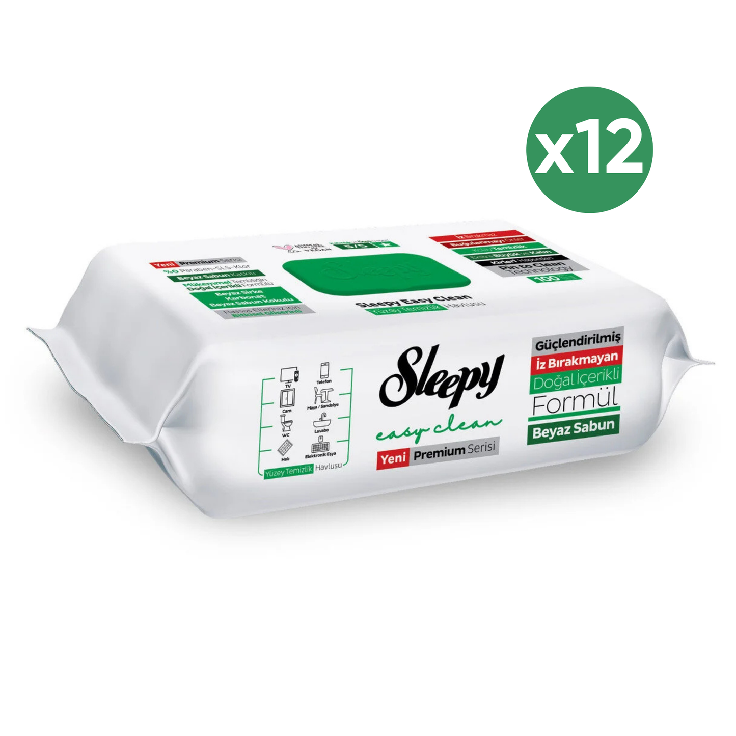 Sleepy Easy Clean Reinigingsdoekjes 100 Stuks 12-Pack – Witte Zeep Geur Groot Voordeel