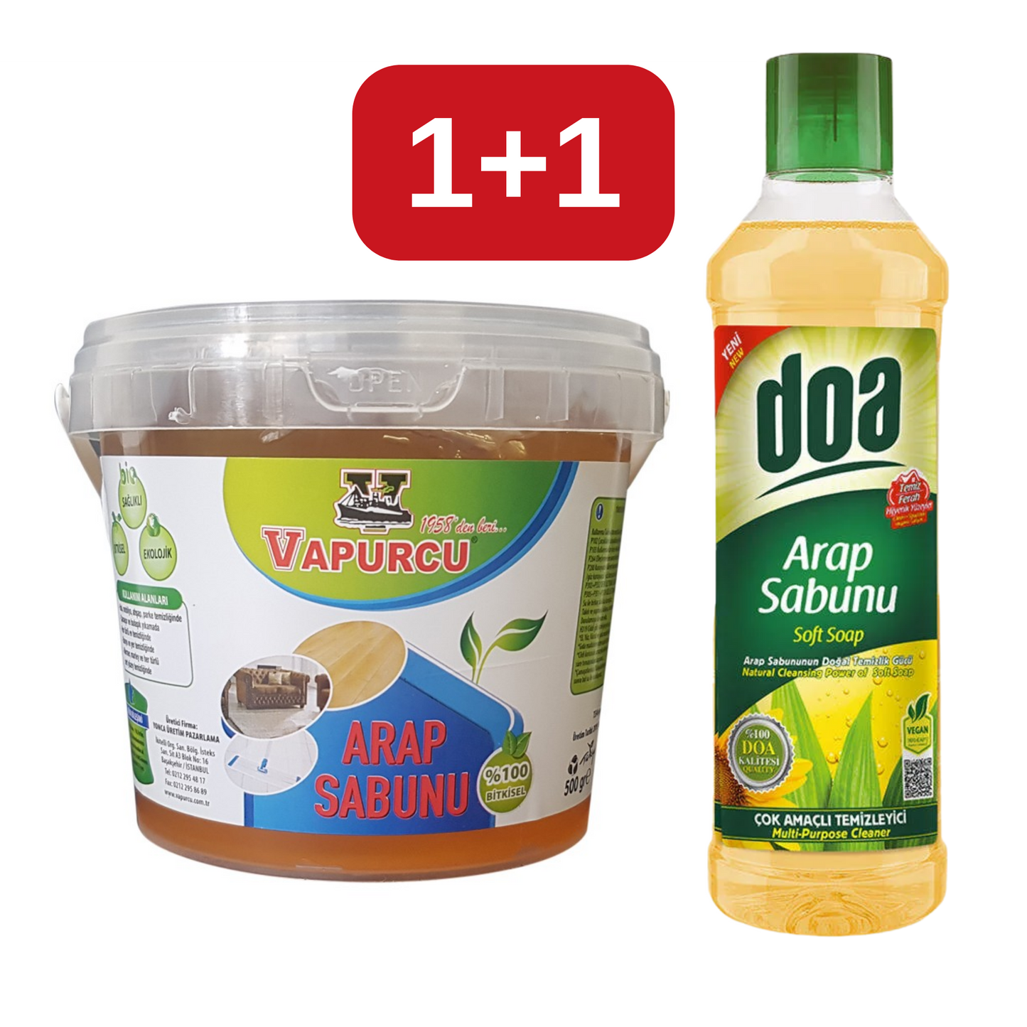 Doa & Vapurcu Groene Zeep Set 1L + 500g – Voordeel 1+1 Krachtige Reiniging