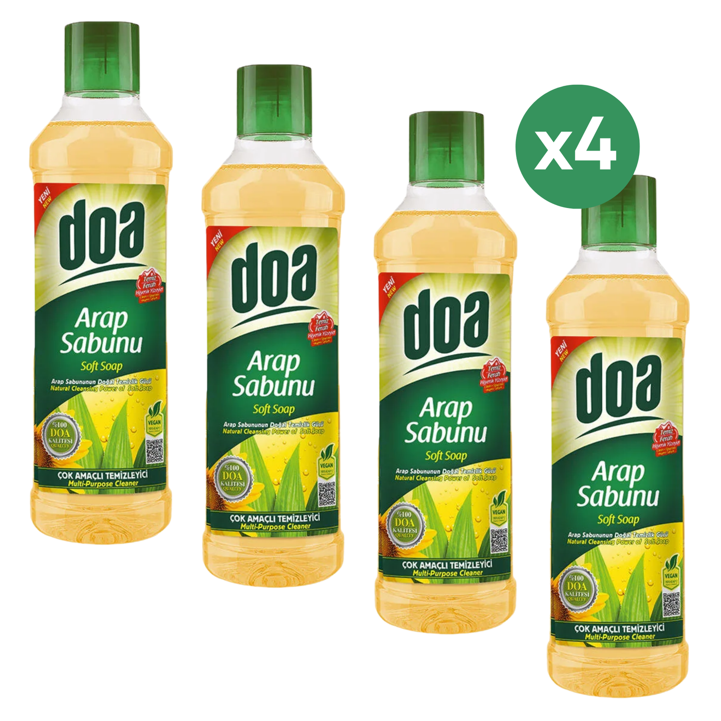 Doa Groene Zeep Vloeibaar 1L 4-Pack – Traditionele Allesreiniger Voordeel