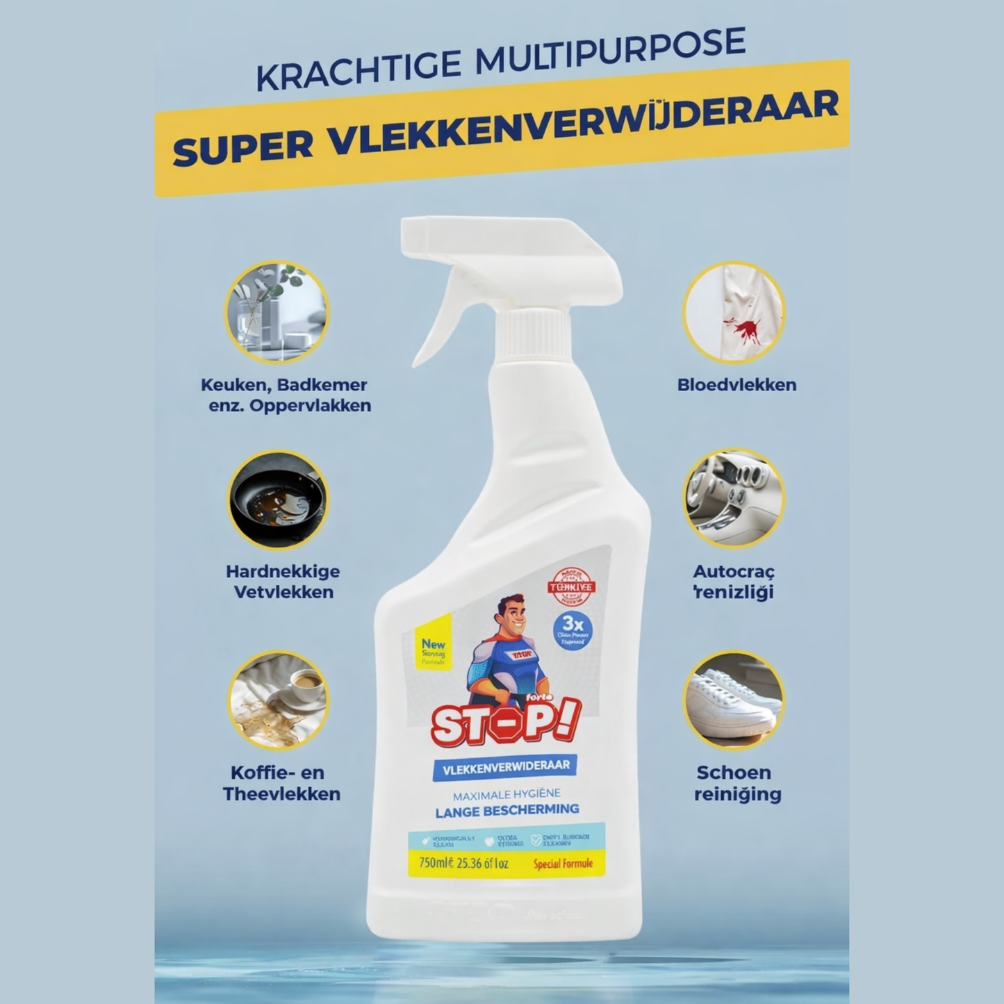 x2 STOP Vlekkenverwijderaar Spray 750ml – Krachtige Multireiniger