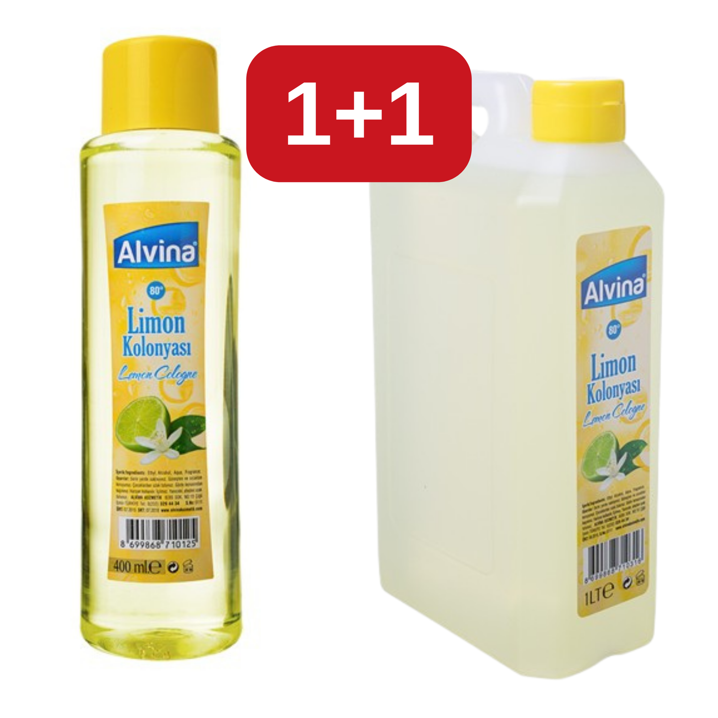 Alvina Citroen Eau de Cologne Set 400ml + 1000ml – 1+1 Voordeel Frisse Geur