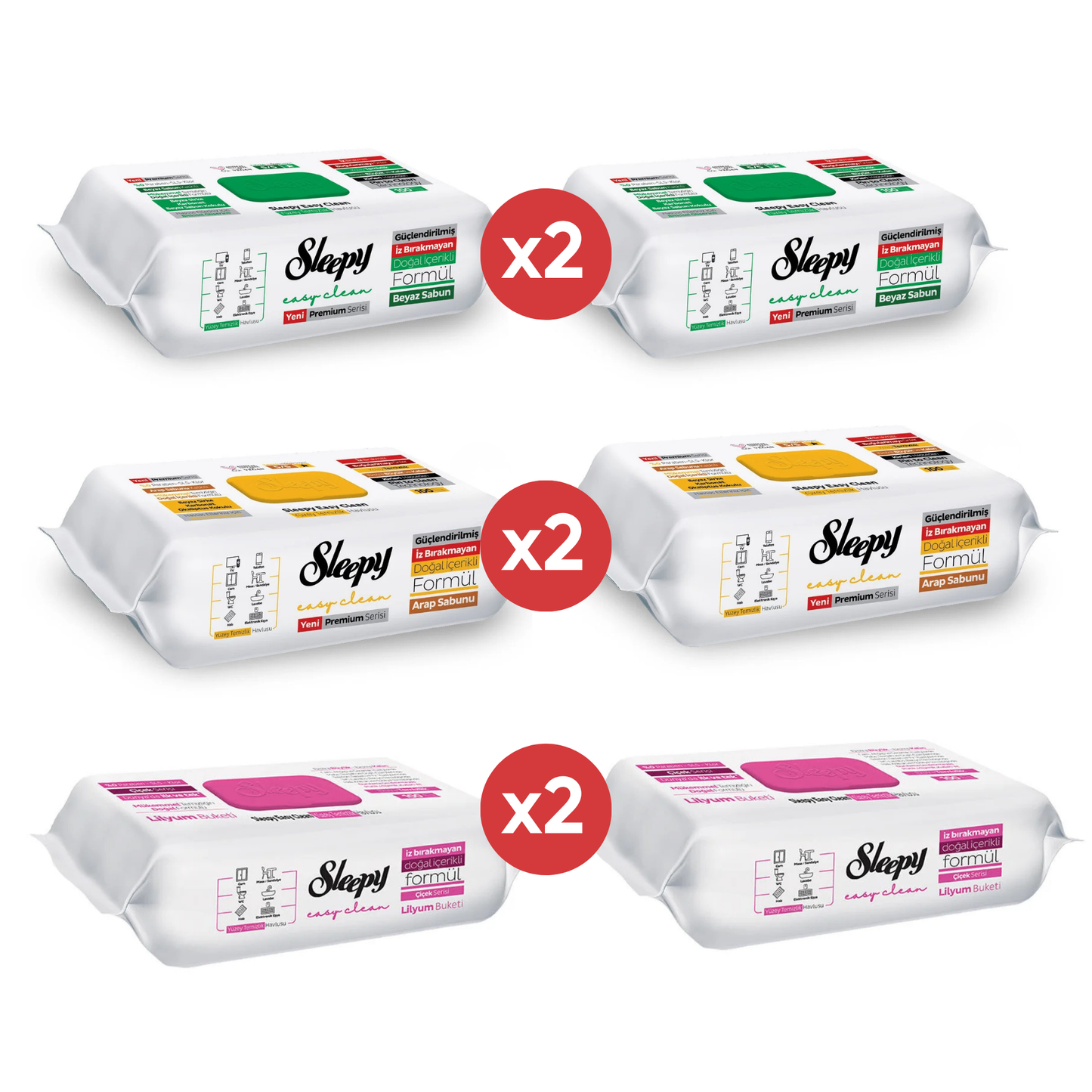 Sleepy Oppervlakte Reinigingsdoekjes 600 Stuks 6-Pack – 3 Geuren Voordeel